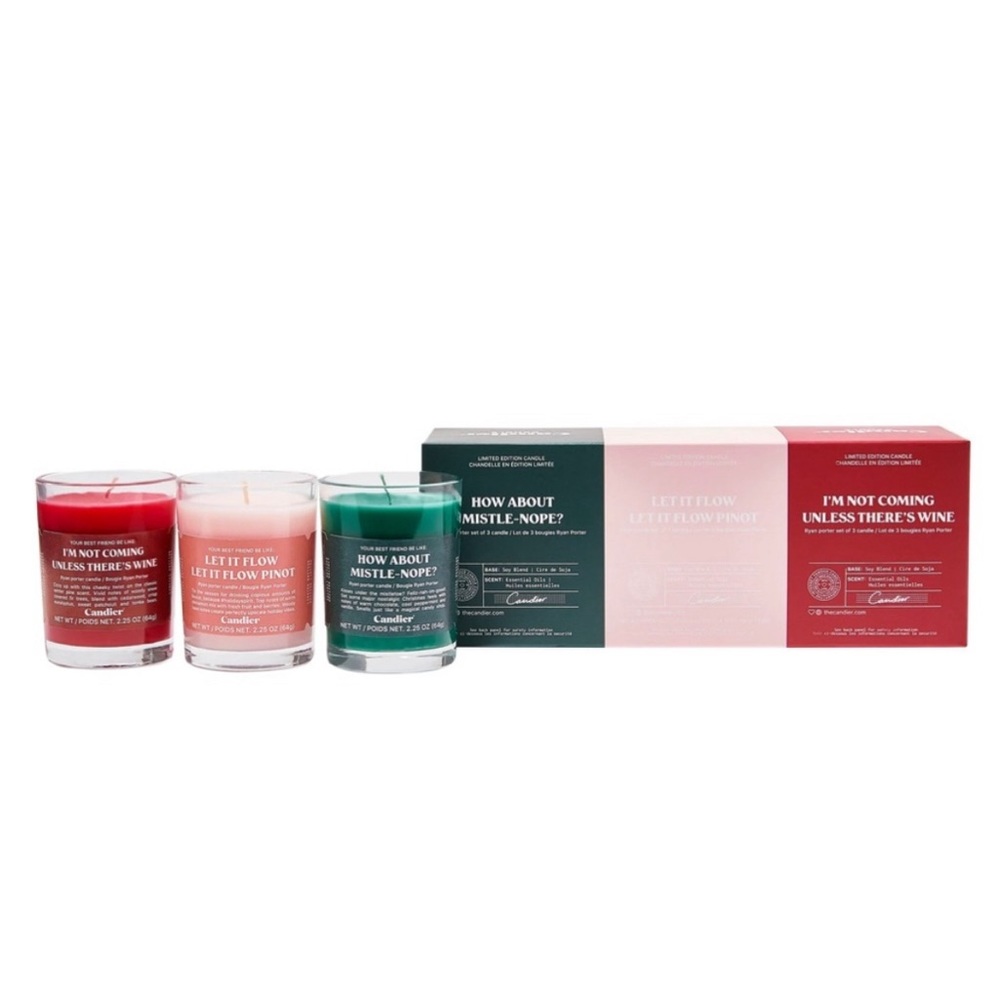 Candier Candle Set of 3 Limited Edition Holiday Theme Ryan Porter Soy Blend NEW